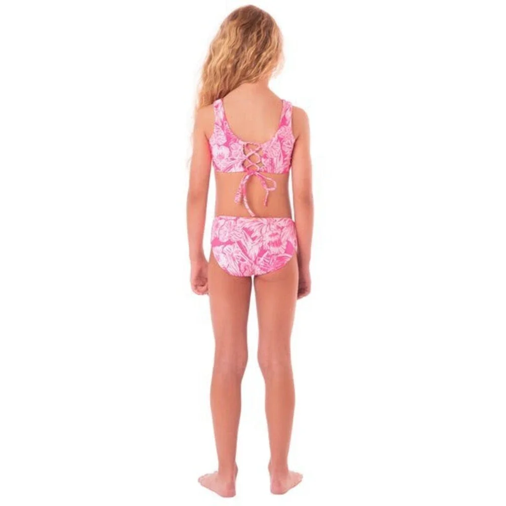 Maaji Hoya Bikini Set Kids 14 Pink Blossom Stretch Reversible Swimwear RED267